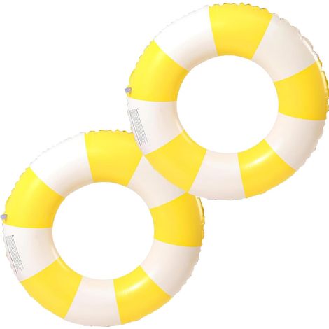 Bouée gonflable rayée, 2 pièces, style vintage, idéale pour la piscine et la plage en été, pour adultes et enfants. (1/4)