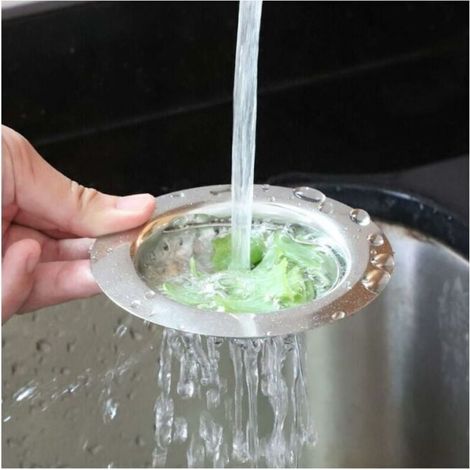 Set of 2 Sink Strainers with Handles, Stainless Steel Sink Strainer with Handle, Kitchen Sink Basket Strainer, Diameter 110mm, Easy to Clean (1/5)