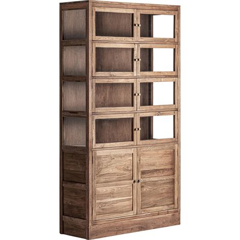 Vitrine rustique en bois de manguier marron finition marbrée - Marron bois de manguier marbré (1/5)
