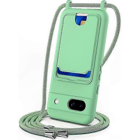 Silikonhülle für Pixel 8a mit Kartenhalter und Trageschlaufe, Schutzhülle für die Rückseite des Smartphones, weiche Hülle mit Handschlaufe, schwarz, 1 Stück (1/5)