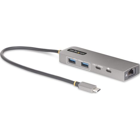 StarTech.com Hub USB-C a 3 porte con Ethernet da 2,5 Gbps e porta Power Delivery Pass-through da 100W, USB 3.2 10Gbps, 2x USB-A/1x USB-C, Hub adattatore USB Type-C portatile (1/5)