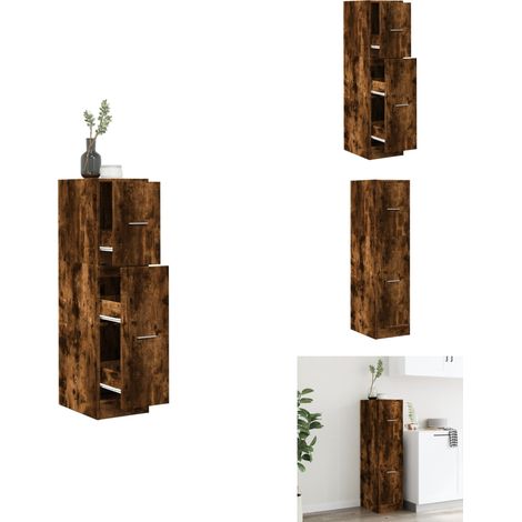 Armoire d'apothicaire chêne fumé 30x41x118 cm bois d'ingénierie - Armoire D'apothicaire - Armoires D'apothicaire - Coffre D'apothicaire - Tiroir D'apothicaire (1/5)