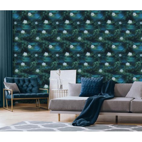 Wallarena Vliestapete Blumen Blätter Lilien Aquarell für Wohnzimmer und Schlafzimmer, 10 m x 50 cm – inkl. Kleister & Anleitung (1/5)