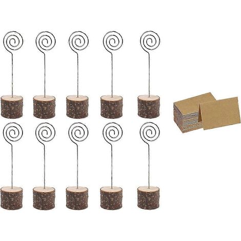 Lot de 30 porte-noms en bois avec spirale métallique, style kraft, pour numéros de table rustiques. Voir photo. (1/5)
