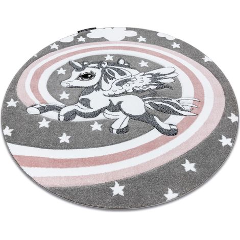 Tappeto PETIT PONY CAVALLO cerchio grigio grey rotondo 120 cm