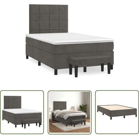 The Living Store Boxspringbett mit Matratze Dunkelgrau 120x190 cm Samt - Samtbett - Boxspringbett - Doppelbett - Bettauflage - Nachttisch (1/5)