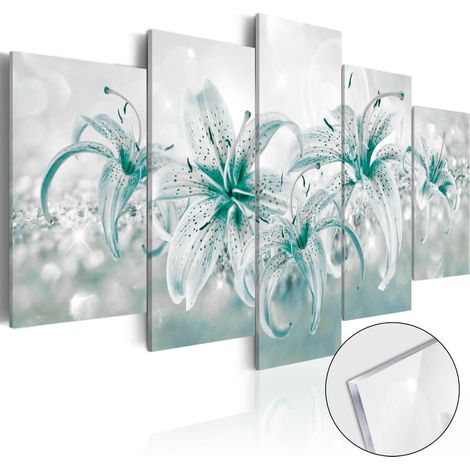 Quadri su vetro acrilico - Sapphire Lilies [Glass] - 200x100 (1/4)