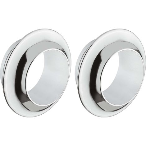 2x Rosace ronde épaisseur 13mm pour serrures espagnolettes ou à appliquer Push Lock en plastique Verrou Sécurité Rosette Meuble Porte Tiroir Placard, chromé poli
