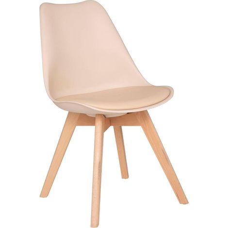 Créateur d'Intérieur Chaise Baya en plastique jaune et hêtre – Salle à manger, cuisine, bureau, salon – Coussin intégré confortable (1/5)