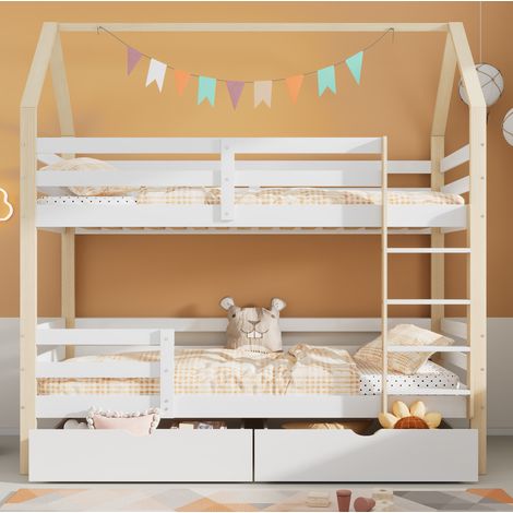 letto salvaspazio 90x200 con cassetti legno bianco OKMYHOME (1/5)