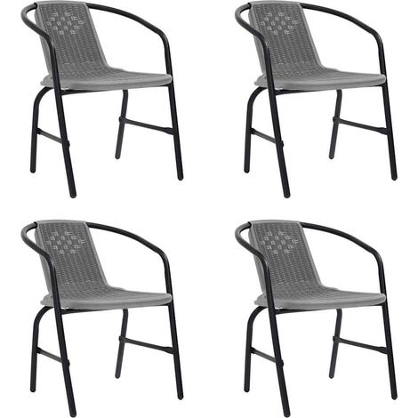 Gartenstühle 4 Stk. Kunststoff Rattan-Optik und Stahl 110 kg