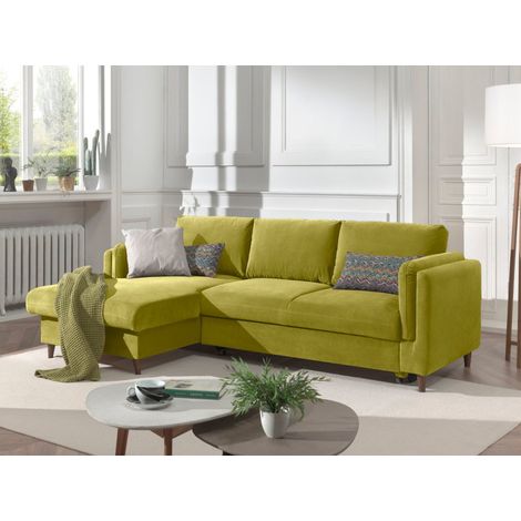 Brooke - canapé d'angle gauche - convertible avec coffre - 4 places - en velours