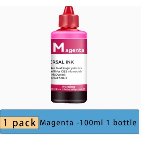 1 Kit de recharge d'encre, 100ml, Encre colorante, Séchage rapide, Pour imprimantes HP Canon Epson, Usage bureau domicile (1/5)