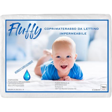 COPRIMATERASSO IMPERMEABILE ANTIACARO PVC LETTINO FLUFFY ANTI URINA in puro cotone (1/3)