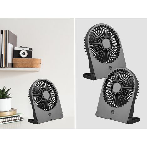 Schreibtisch Ventilator 2er SET, 3 Stufen, Schwarz Höhe 23cm Akku USB-C Anschluß (1/5)