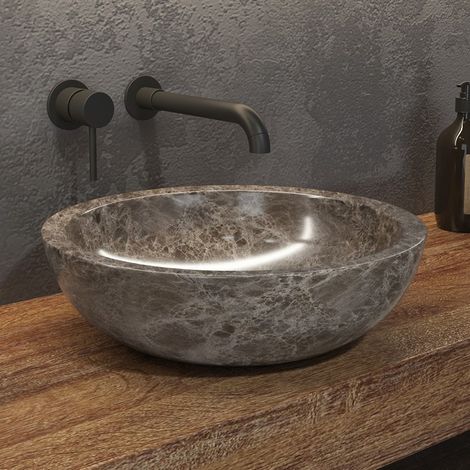 Lavabo bagno da appoggio in marmo grigio 40cm  Litos-EG40 kamalu (1/5)