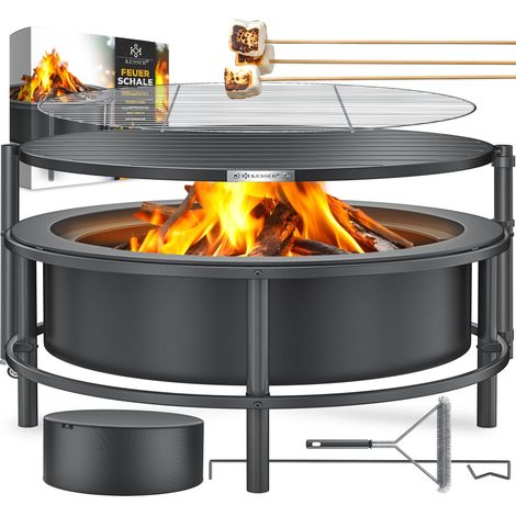 KESSER® Feuerschale mit Grillrost Ø 65 cm, Stahl, mobil, inkl. Zubehör - Schwarz (1/5)