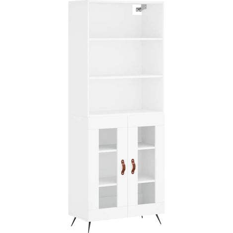 Aparador cómoda cómoda armario mueble organizador cocina salón salón alto 69,5 x 34 x 180 cm madera contrachapada blanco 020032611 (1/5)