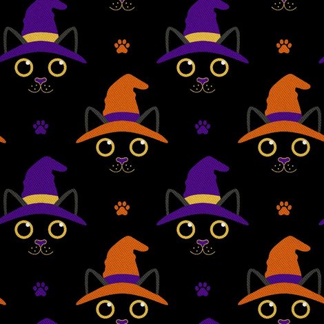 Tissu d'extérieur décoratif Oxford - motif chats noirs avec chapeau (1/5)