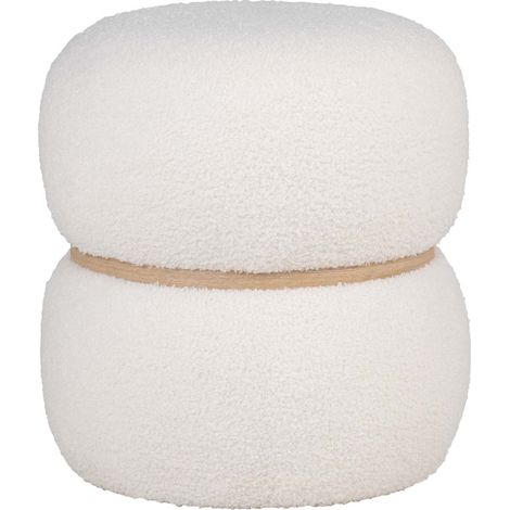 Milford Pouf bouclé Ø38cm weiß.
