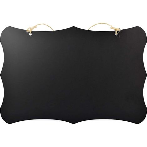 Tableaux Ardoise double face avec ficelle de jute Tableaux en bois Tableau mémo ondulé à suspendre pour bureau, bar, mariage, enseignes, restaurant, liste de courses, cuisine, noir (30 x 20 cm) (1/5)