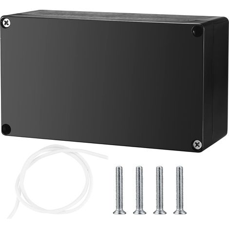 Boîte de jonction pour électronique, boîte de dérivation étanche IP65, boîte de distribution murale, boîte de projet électronique, boîte de connexion, sans oreilles (noir sans oreilles, 158x90x60mm) (1/5)