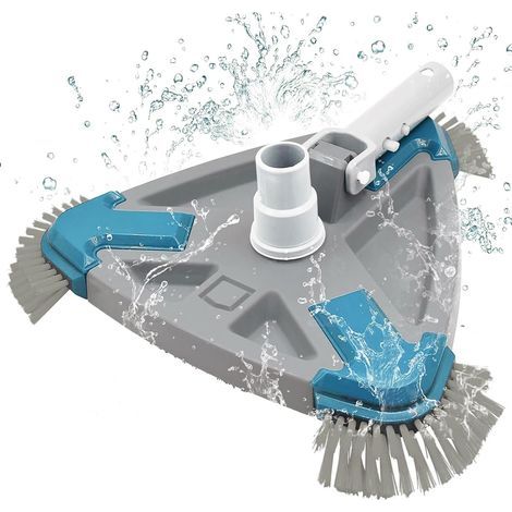 1 Tête D'aspirateur Piscine Triangulaire, Lestée Avec Brosses, Poignée Ez Clip, Pour Piscines Enterrées Et Creusées (1/5)