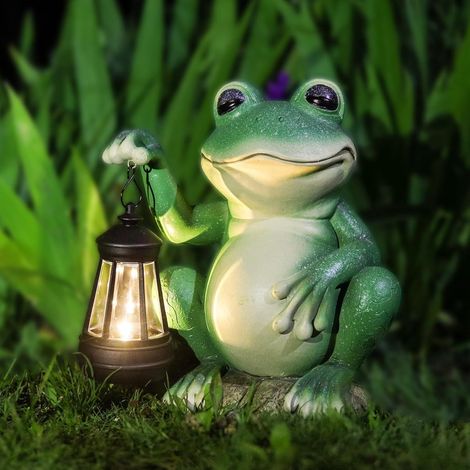 Statue de grenouille solaire - Décoration de jardin avec lumière - Éclairage extérieur de jardin - Capteur crépusculaire automatique - 20 x 8,5 x 18 cm (1/5)