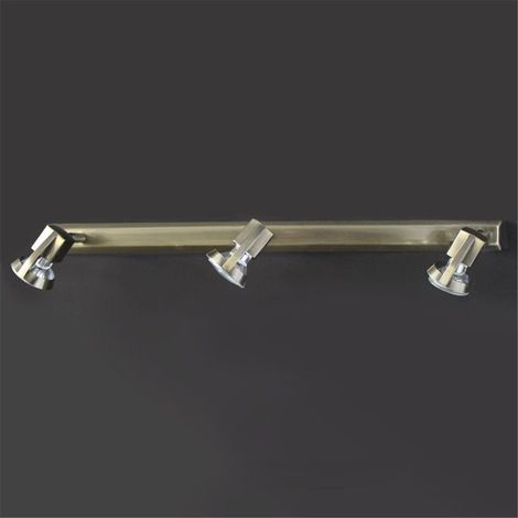 Regleta "Arco" de tres luces (3xGU10) IP20 fabricada en acero y zamak color cuero