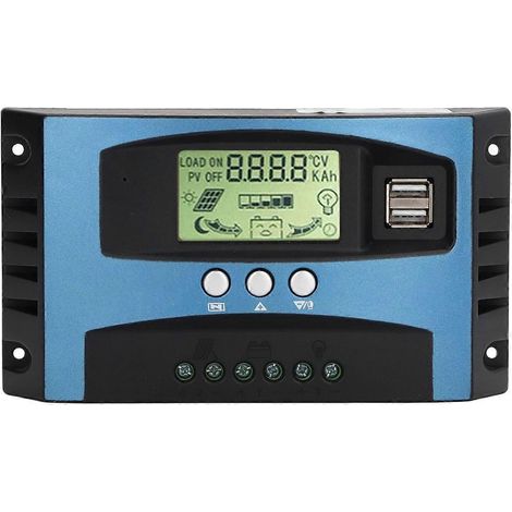 MPPT-Solarladeregler 12V 24V mit automatischer Erkennung, LCD-Anzeige, zwei USB-Ausgängen, einstellbar