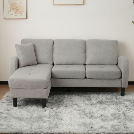 canapé salon angle modulable 3 places 166 cm gris OKMYHOME (1/5)