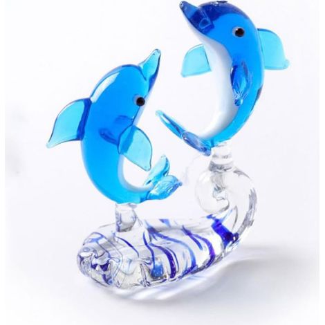 Dauphin en Verre Décoratif, Sculpture Artistique en Verre, Figurine Animale de Table, Décoration Intérieure Élégante, Idée Cadeau pour Maman (1/3)