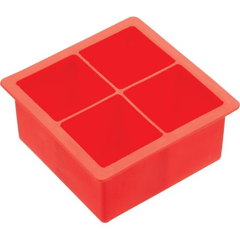 BarCraft - Secchiello per ghiaccio in silicone grande, rosso, 11 x 11 x 4,5 cm (1/3)