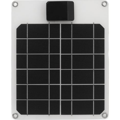 Panneau Solaire 5W 5V Monocristallin, Chargeur de Batterie pour Voiture Bateau Caravane Camping-Car, Kit Générateur avec Câble, Blanc (1/5)
