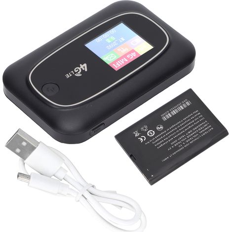 Tragbarer 4G-WLAN-Router mit LED-Display, SIM-Kartensteckplatz für Smartphones und Laptops, Schwarz