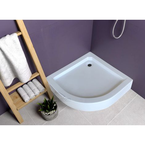 ECOLAM Receveur de douche Semi-circulaire Alex 70x70 cm Hauteur: 16 cm, Profondeur: 4 cm siphon+ silicone Receveur de douche acrylique blanc (1/5)