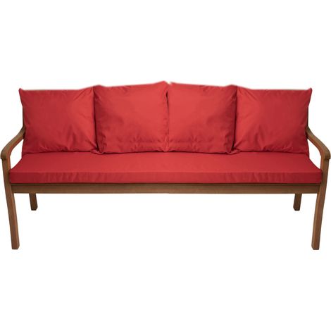 Coussin pour banc de jardin 3 places 180x60/4x50x56cm, Coussin extérieur, Coussins pour balançoires Rouge, Coussin d'assise,Coussin de dossier (1/5)