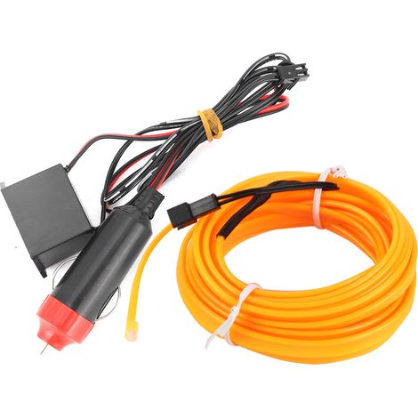 Bande lumineuse décorative intérieure auto LED EL lampe froide 4 mètres jaune pièces de modification voiture (1/5)