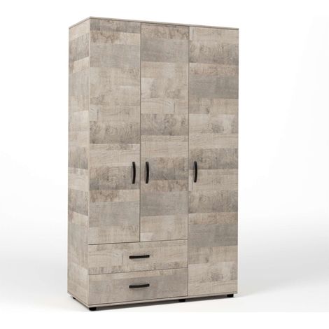 Kit Armadio 3 Ante + 2 Cassetti 120X52X205 Cm Rovere Plat.K355