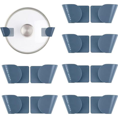 Rangement couvercle casserole, 6 paires support couvercle casserole, supports muraux pour couvercles de casseroles, organiseur de couvercles de casseroles pour cuisine (Bleu) (1/5)