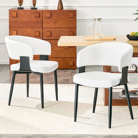 Chaises mid-century – Lot 2 – Accoudoirs tonneau – Dossier motifs – Similicuir – Pieds robustes – Maison/Restaurant – Modèle 6 (1/5)