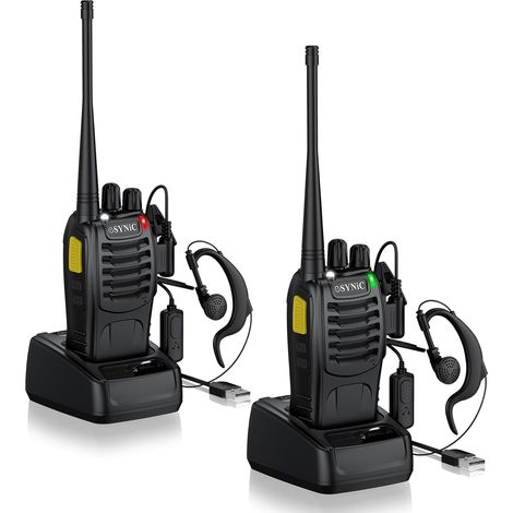 2pcs Talkies-Walkies Longue Distance avec Microphone et Écouteurs Talkie Walkie Rechargeable Radio Bidirectionnelle 16 Canaux 1500 mAh Cryptage Numérique Analogique Fonction VOX Chargeur USB (1/5)