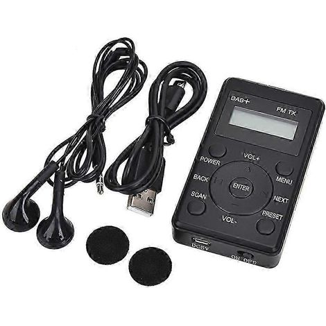Mini radio FM DAB+ portable de poche avec écran numérique LCD, récepteur stéréo, batterie intégrée, prise casque et calendrier simplifié. WHBYV (1/4)