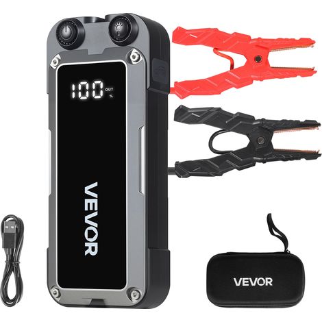 VEVOR Booster Batterie Voiture 4000 A Demarreur de Batterie au Lithium Portable pour Demarrage Voiture Moteurs Essence 10 L et Diesel 8 L, avec Lampe Torche 3 Modes deEclairage, Cable de Demarrage (1/5)