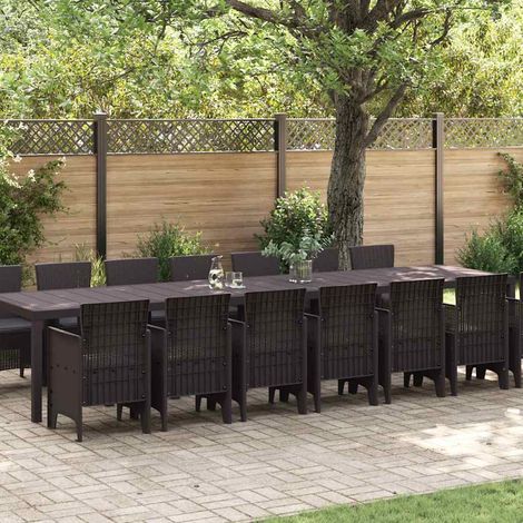 Conjunto de Comedor de Jardín 15 pcs Marrón ratán sintético (1/5)