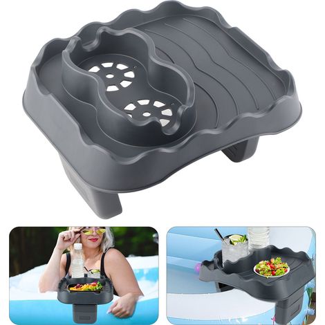 Porte-Gobelets de Piscine Gonflable Plateau Régulable Anti-Dérapant pour Spa Gris (1/5)