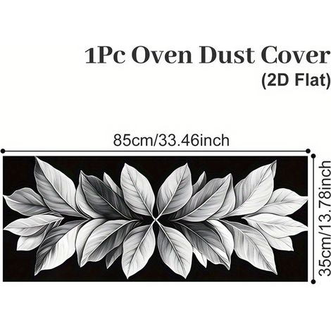 1 pièce, Housse de protection pour four à motif de feuilles élégant, Housse de four noir et blanc pour décoration de cuisine, Housse en polyester réutilisable anti-adhérente (1/5)