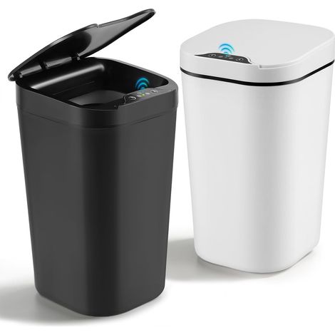 Poubelles avec Capteurs, 12 L Poubelle de Salle de Bain avec Technologie de Capteur Automatique Pour Les Cuisines,Salles de Bains,Bureaux et Toilettes, Piles Non Incluses, Lot de 2 (1/5)
