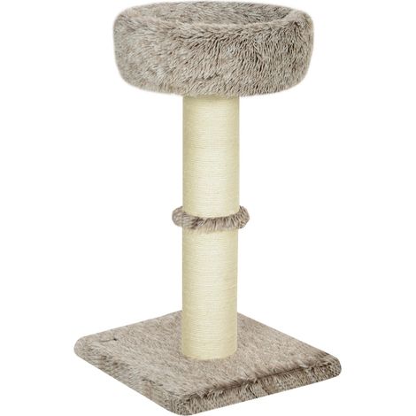Kratzbaum 87 cm hoch Katzenbaum mit Bett, dick Stamm, Katzenkratzbaum mit Sisal-Kratzsäulen, für Katzen bis 6 kg, Indoor, Braun