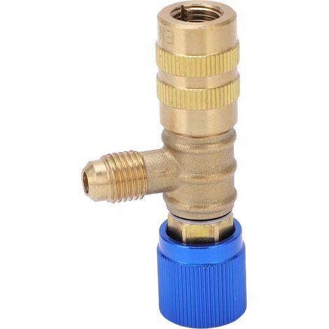 Adaptateur de sécurité en laiton à filetage 1/4 po pour vanne de charge de réfrigérant R22, R410, R134A et R404 (1/5)